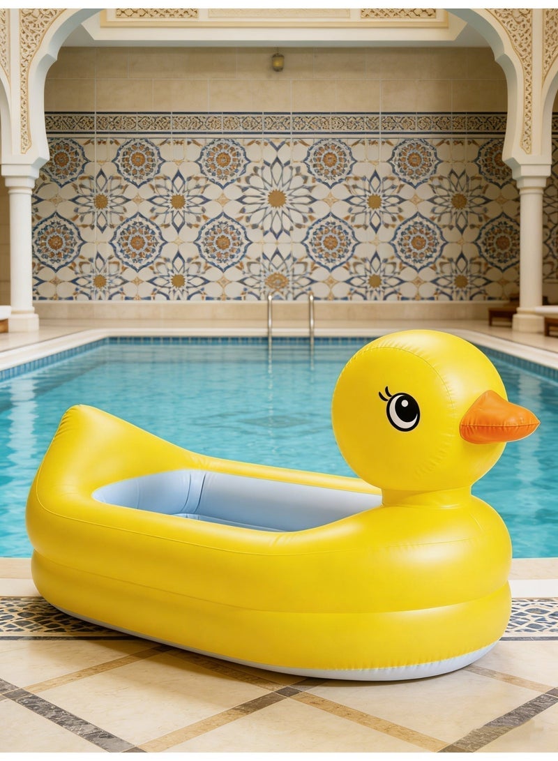 انتكس حمام سباحة دائري صغير قابل للنفخ على شكل بطة & حوض سباحة للأطفال/عوامة قابلة للنفخ الداخلية أو الخارجية للأطفال 86 × 25 سم 86x25سم - Image 1